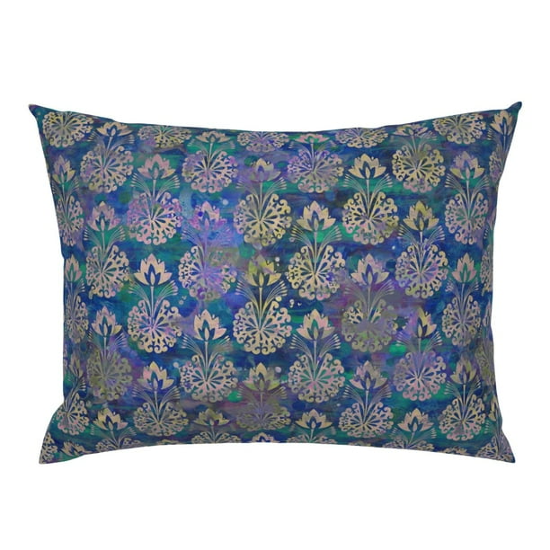 Flowers Monet Waterlilies Blue Throw Pillow Cover w Optional Insert by Roostery